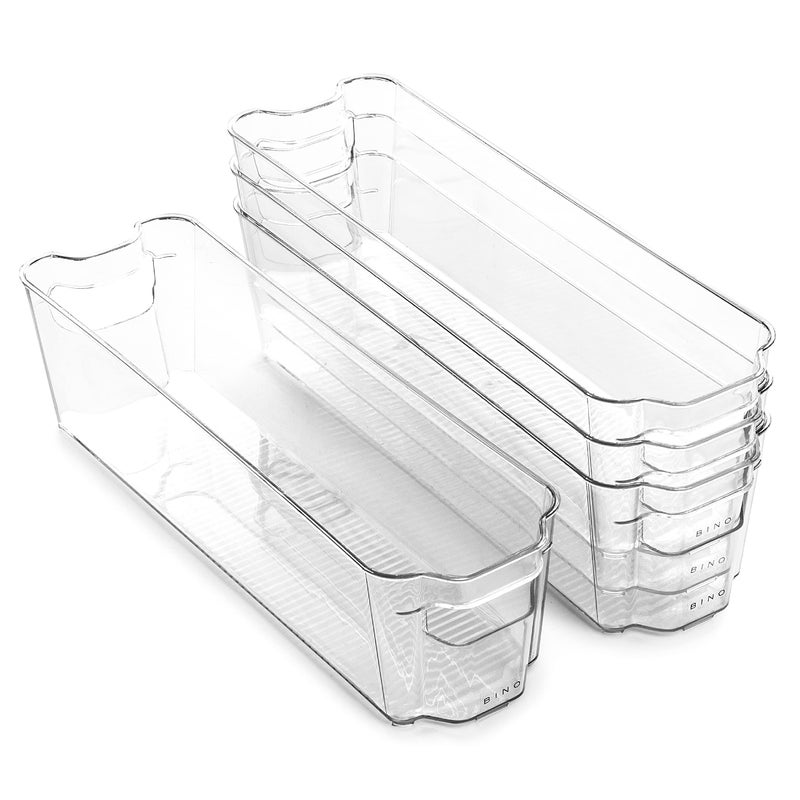 BINO | Stackable Storage Bins, Small - 4 Pack | The Stacker Collection | Clear Plastic Storage Bins | Organization and Storage Containers for Pantry & Fridge | Multi-Use Organizer Bins | BPA-Free - Image 1